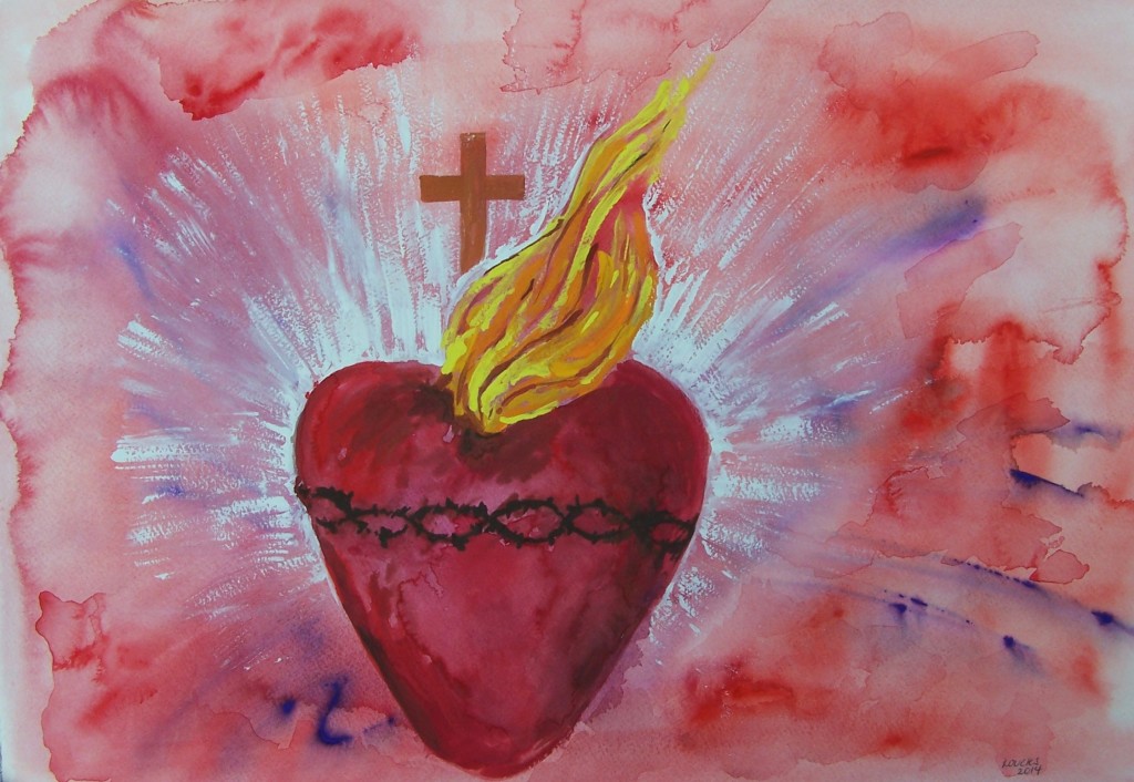 Sacred Heart, watercolor